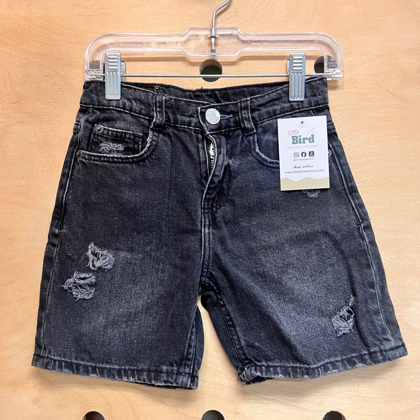 Black Distressed Denim Shorts