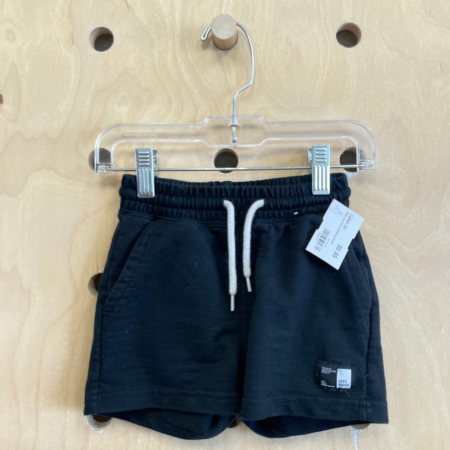 Black Less Rules Drawstring Shorts