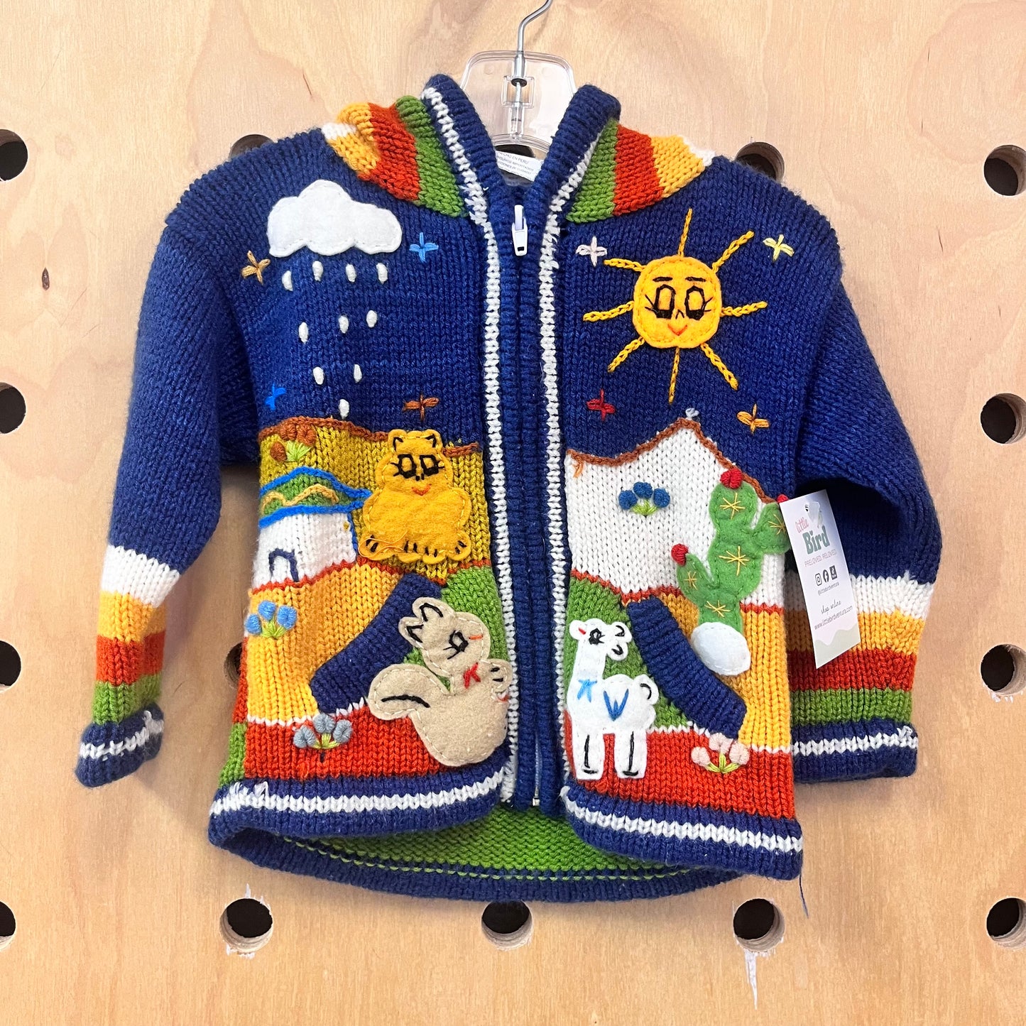 Blue Peruvian Knit Zip Sweater