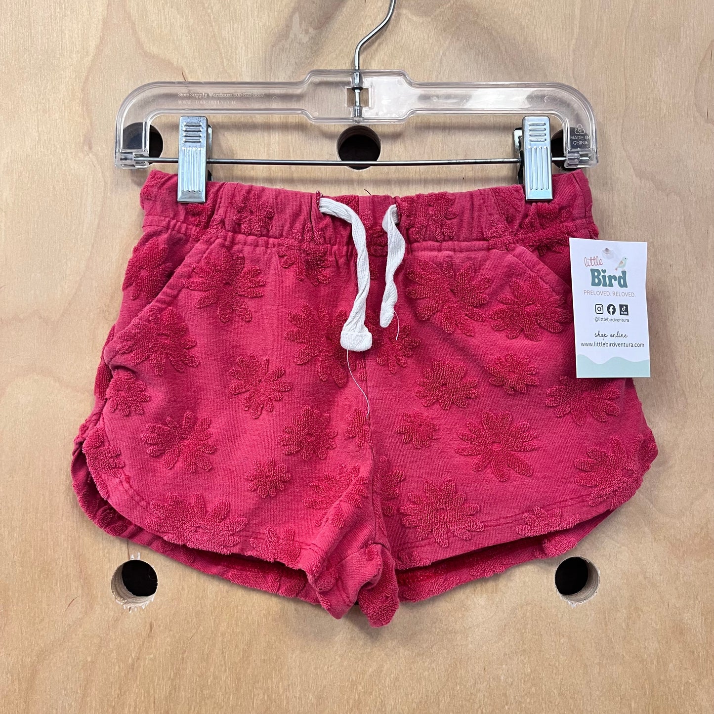 Pink Terry Flower Drawstring Shorts