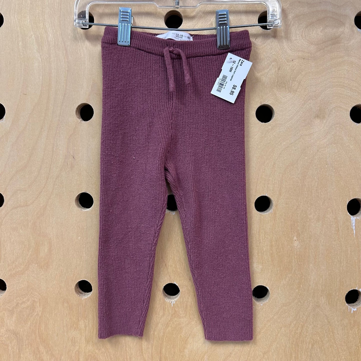 Maroon Ribbed Knit Leggings