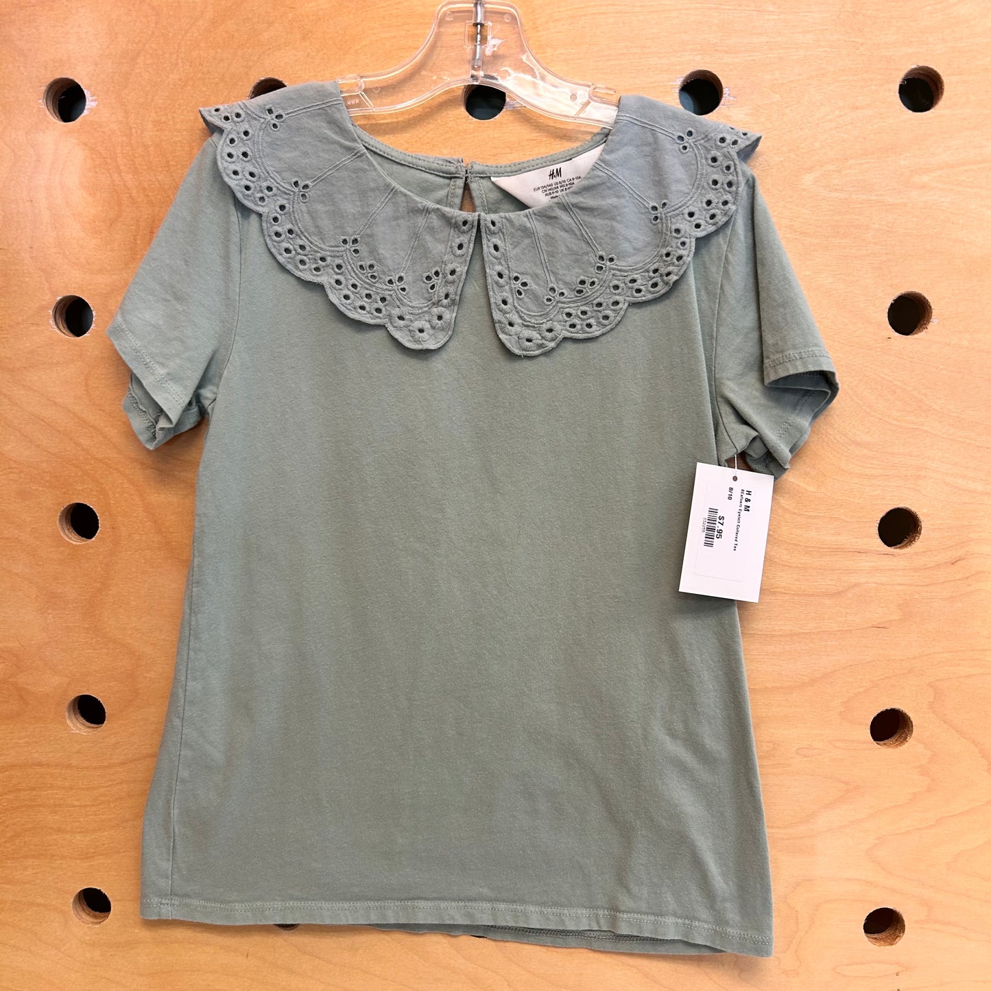 Seafoam Eyelet Collared Tee