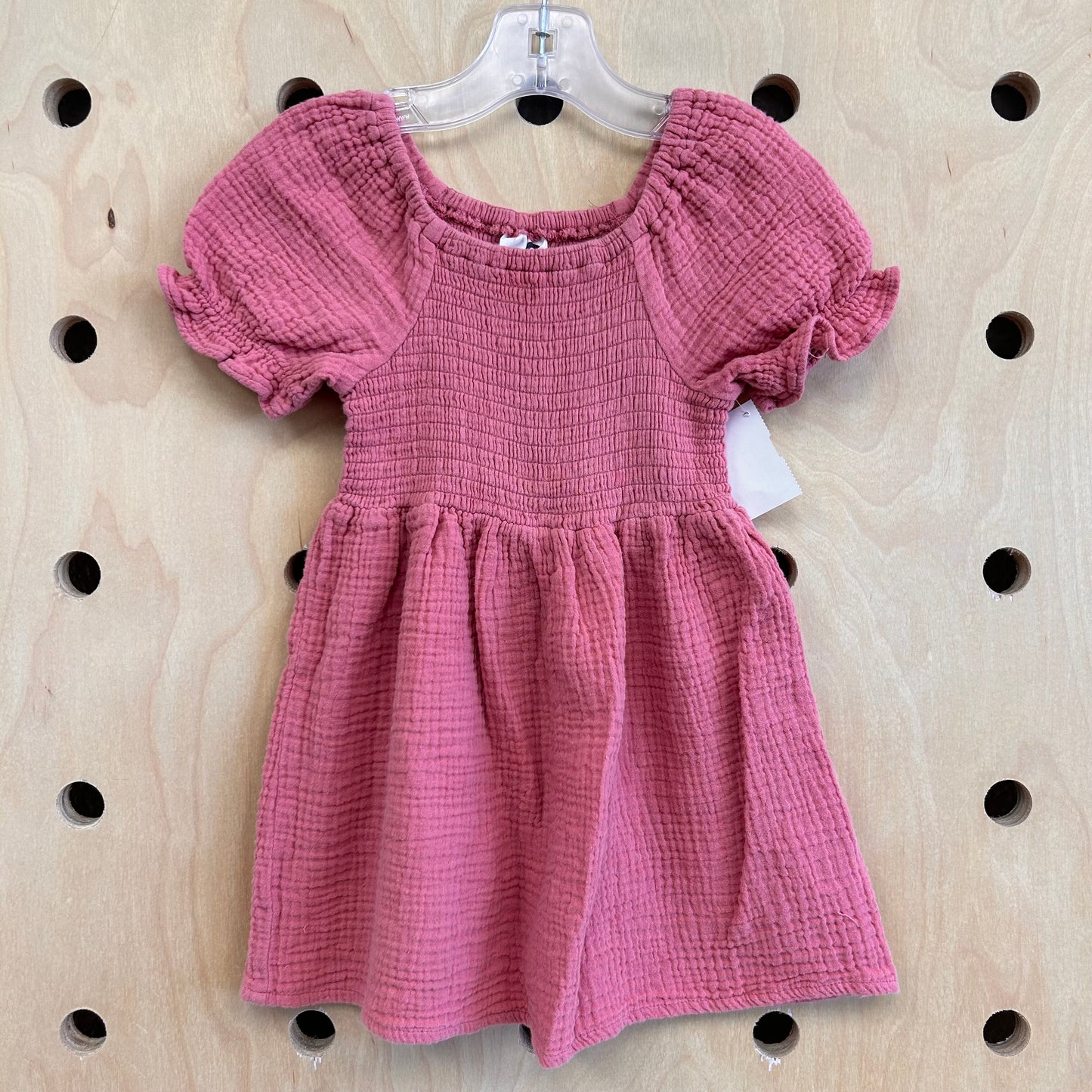Pink Gauze Smocked Dress