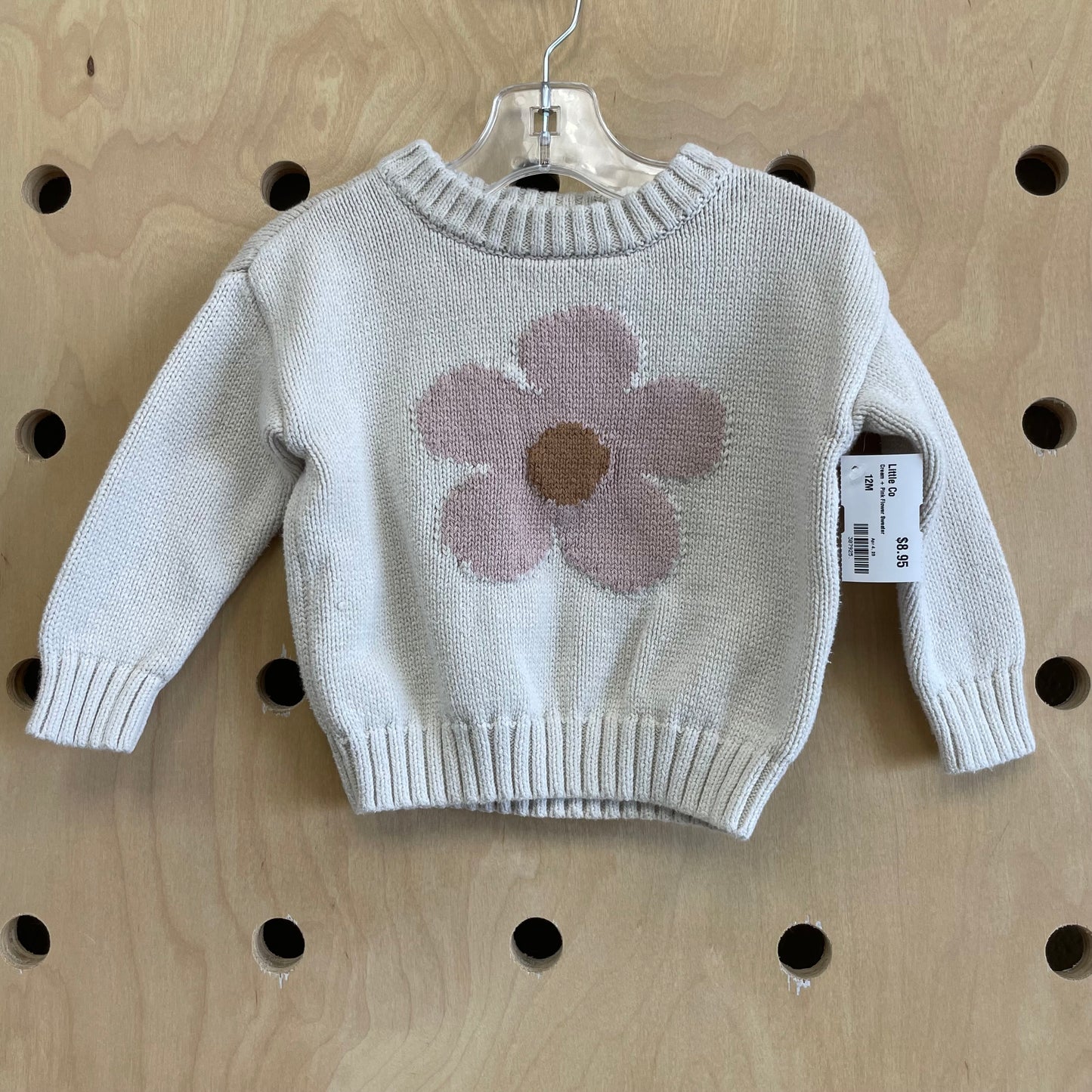 Cream + Pink Flower Sweater