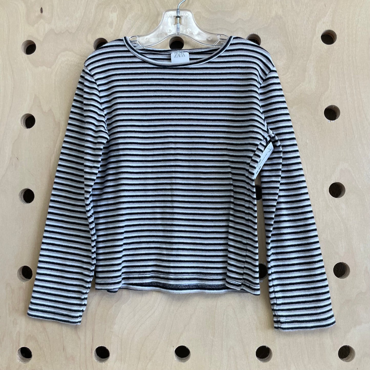 Black, Tan, White Striped Ribbed Top