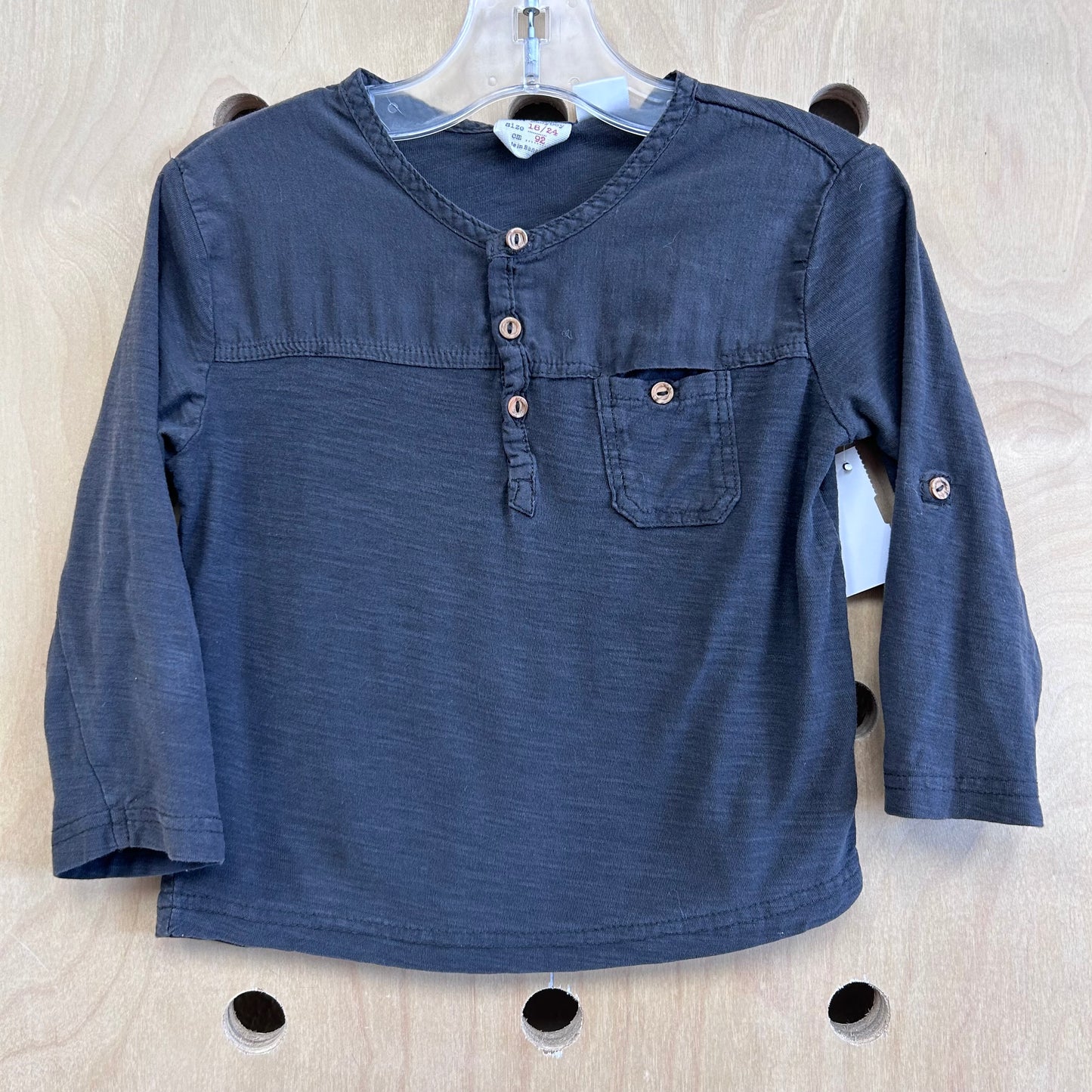 Black Pocket Henley