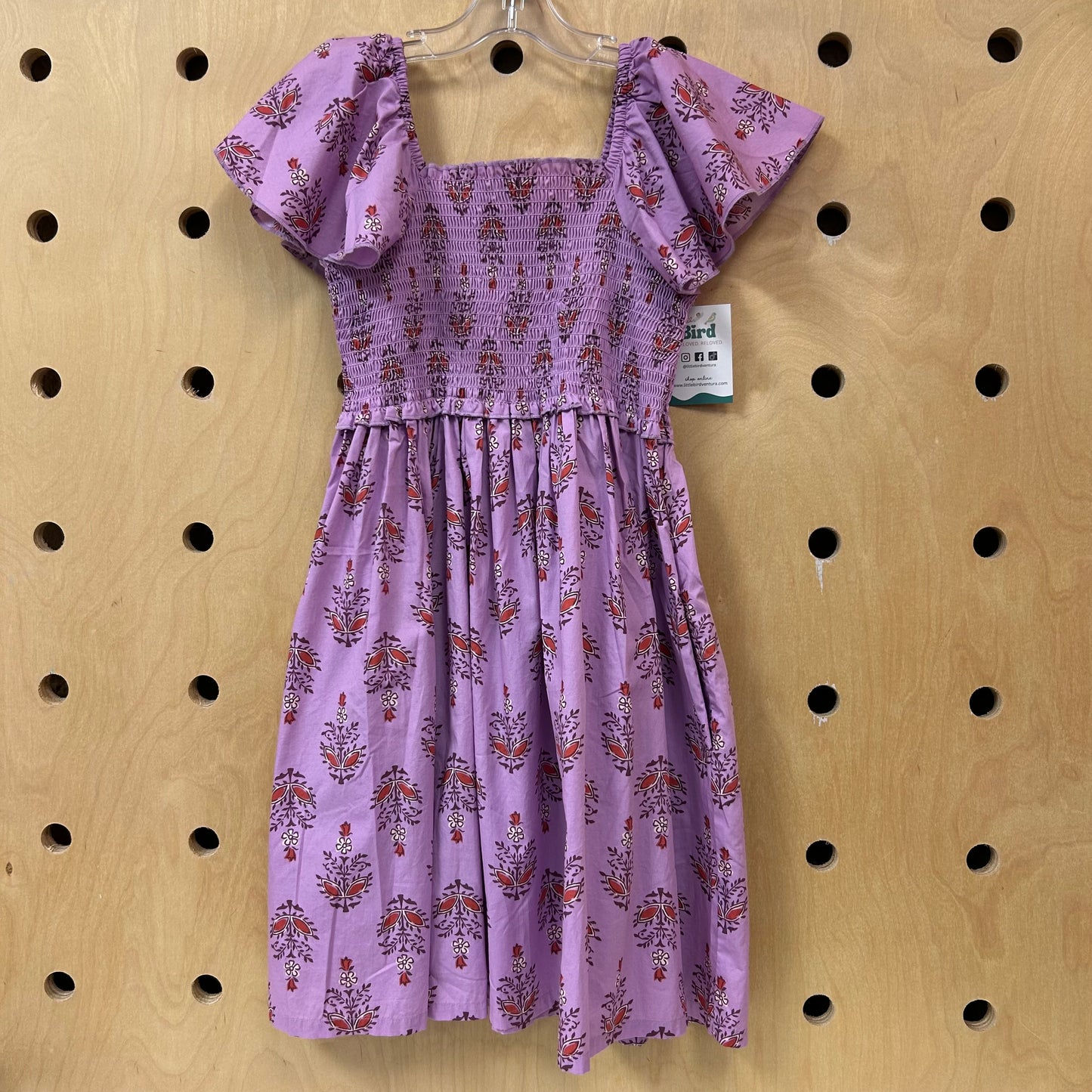 Purple Floral Smocked Dress