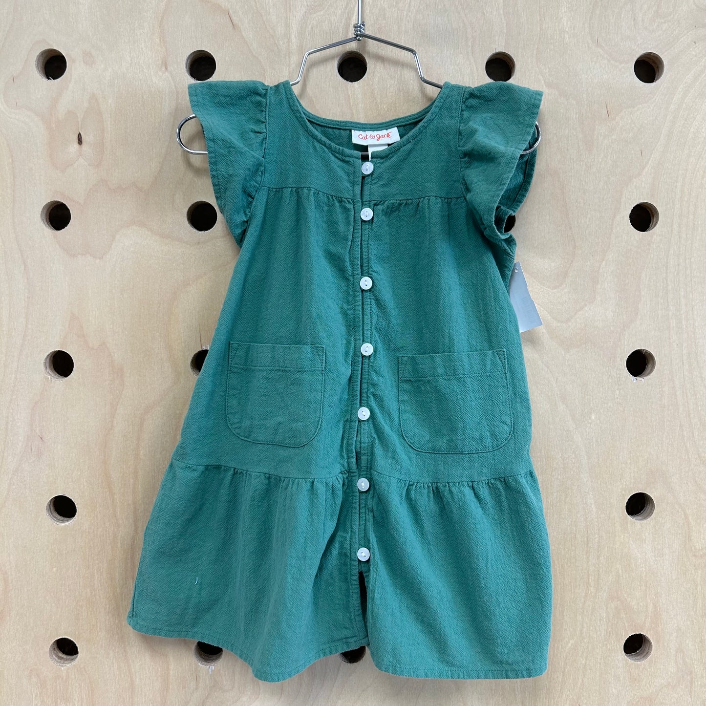 Green Linen-Like Dress w/Bloomers