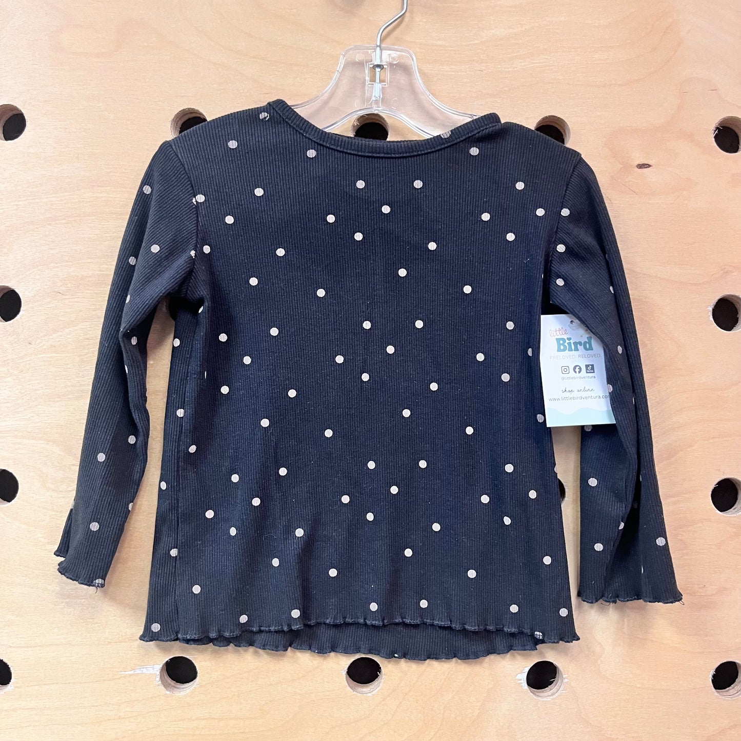 Grey/Pink Polka Dot Ribbed LS
