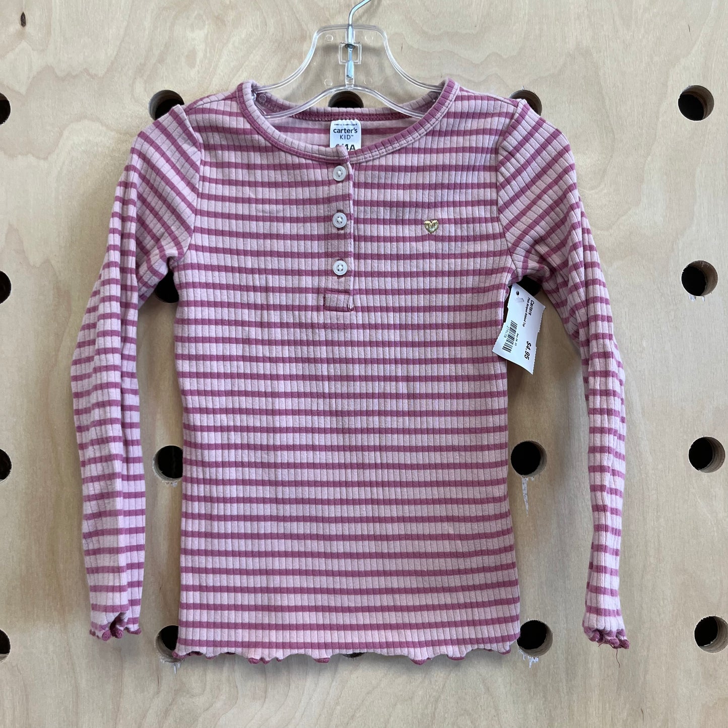 Pink Striped Ribbed Top