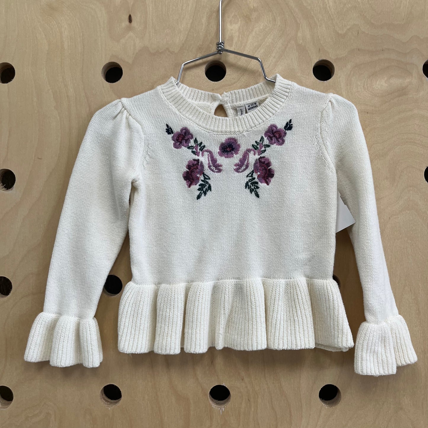 Cream Floral Knit Top