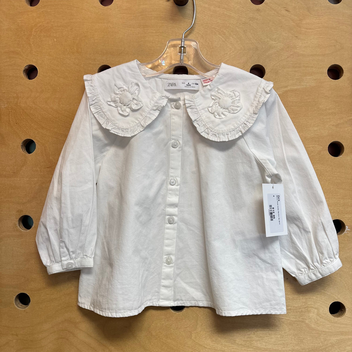 White Floral Collar Button Up Shirt