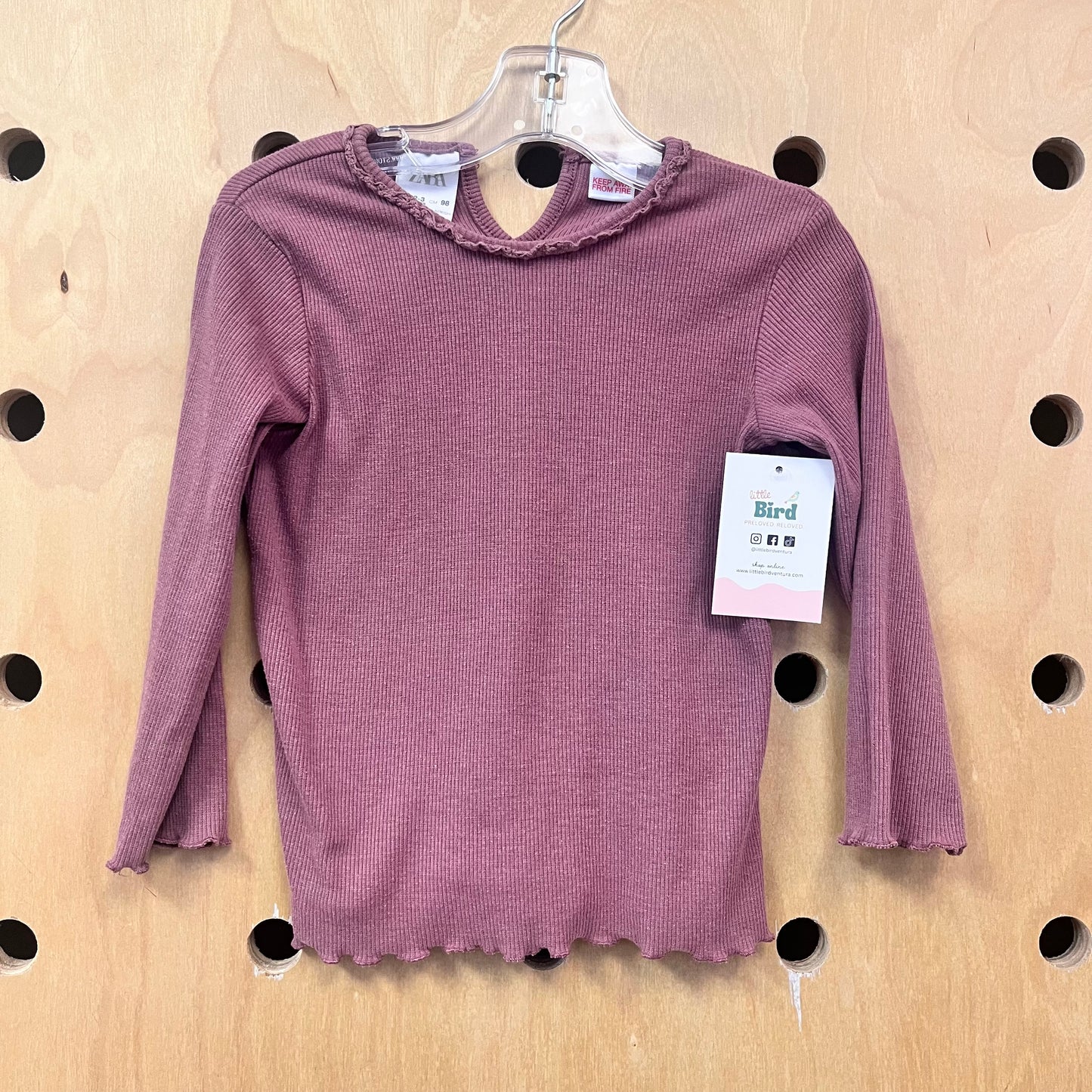 Purple Lettuce Hem Ribbed Top