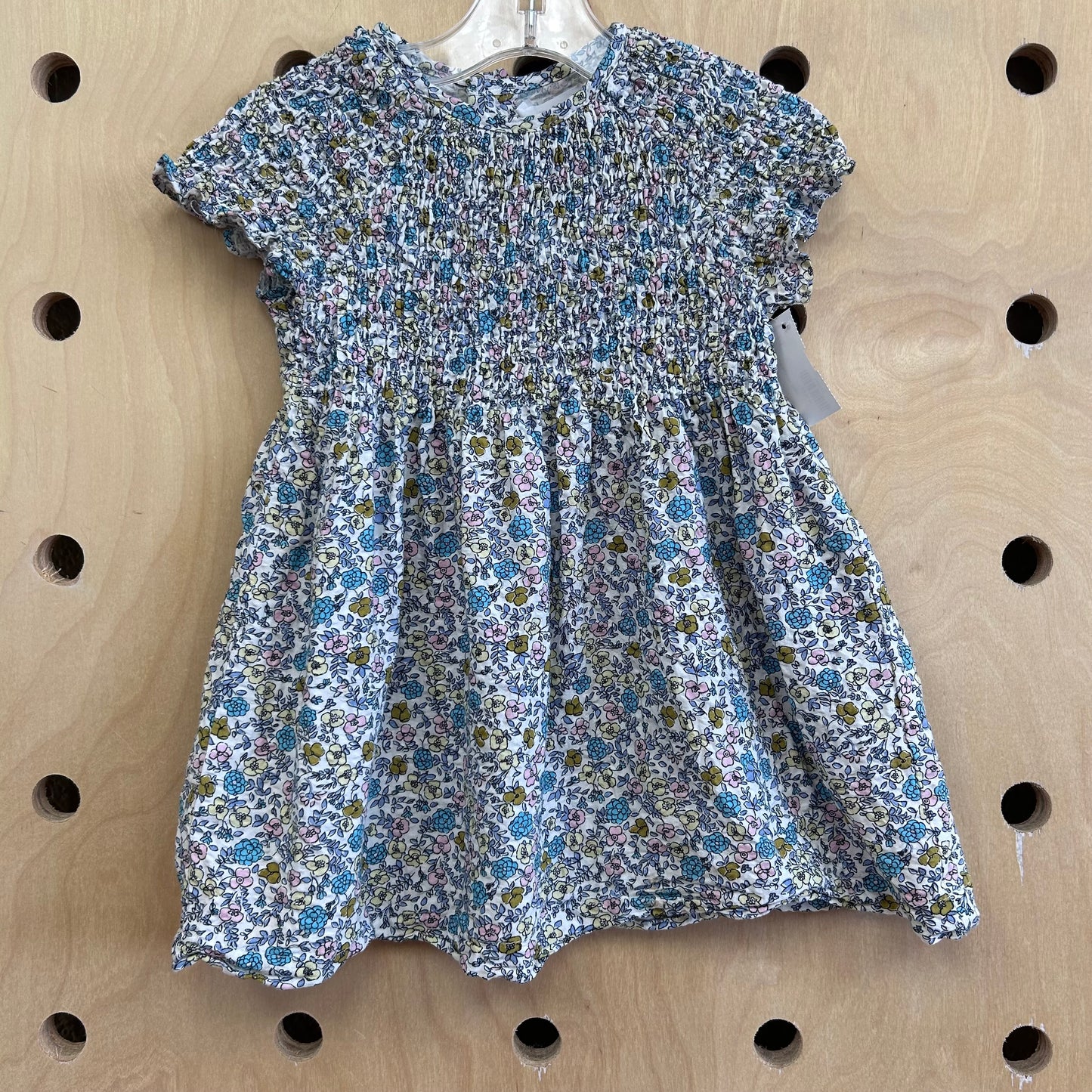 Blue & Pink Floral Smocked Dress