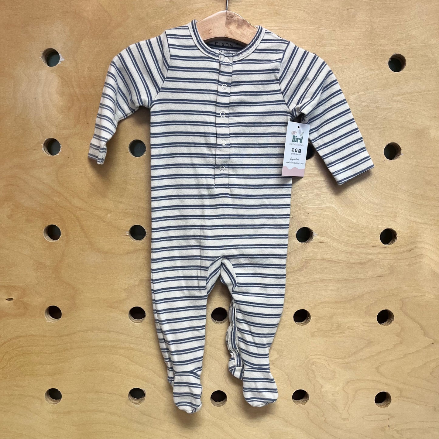 Ivory & Blue Striped Footies