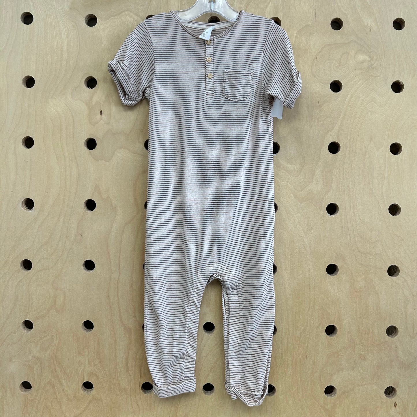Tan + Brown Striped Romper