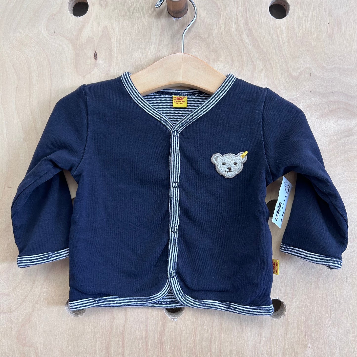 Blue Teddy Bear Snap Sweater