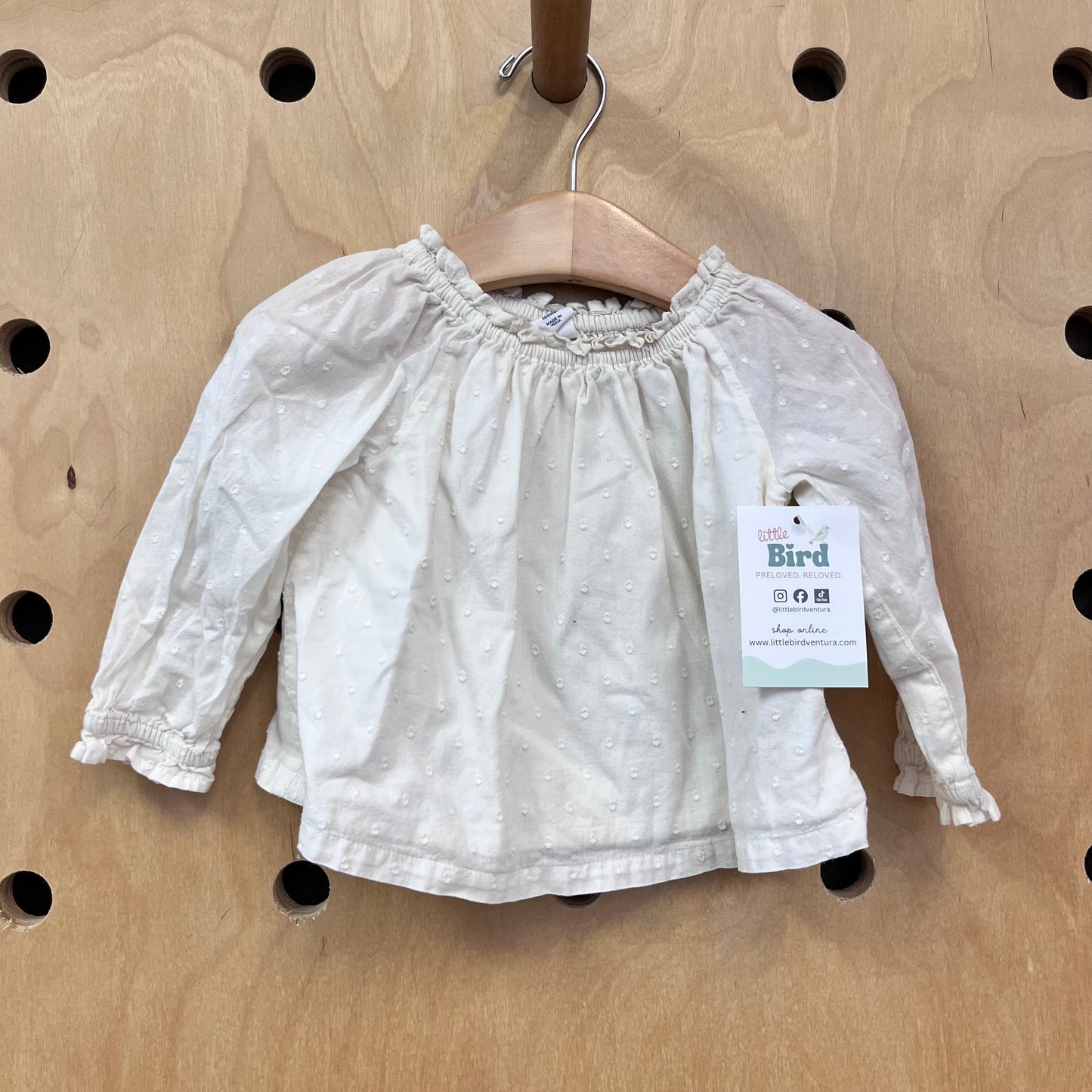 White Textured Cotton LS