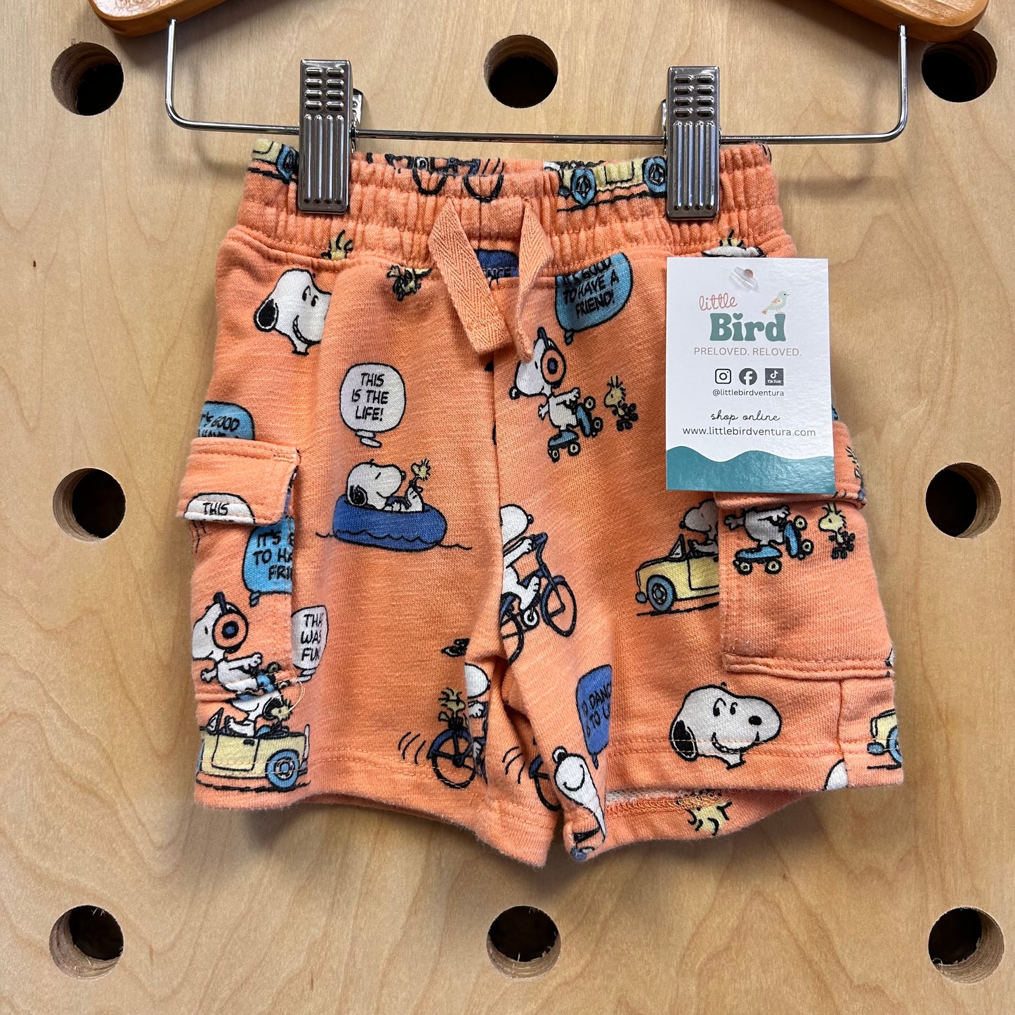 Peach Snoopy Drawstring Shorts