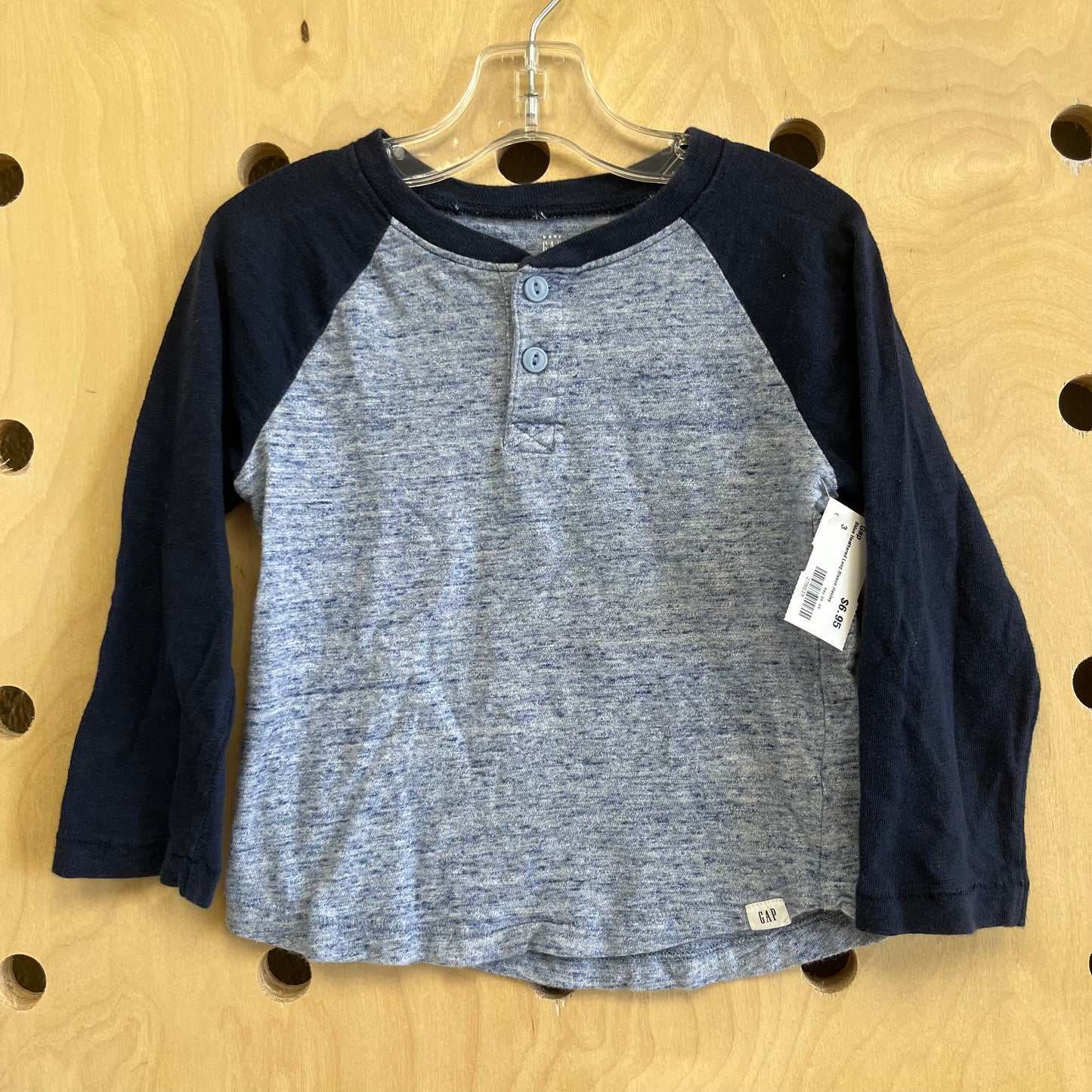 Blue Heathered Long Sleeve Henley