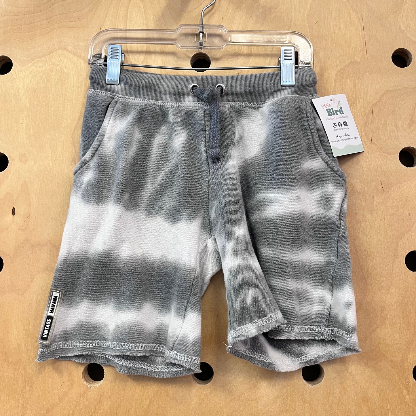 Grey Tie Die Drawstring Shorts
