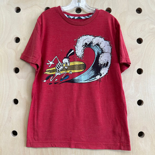 Red Surfing Skelly Tee
