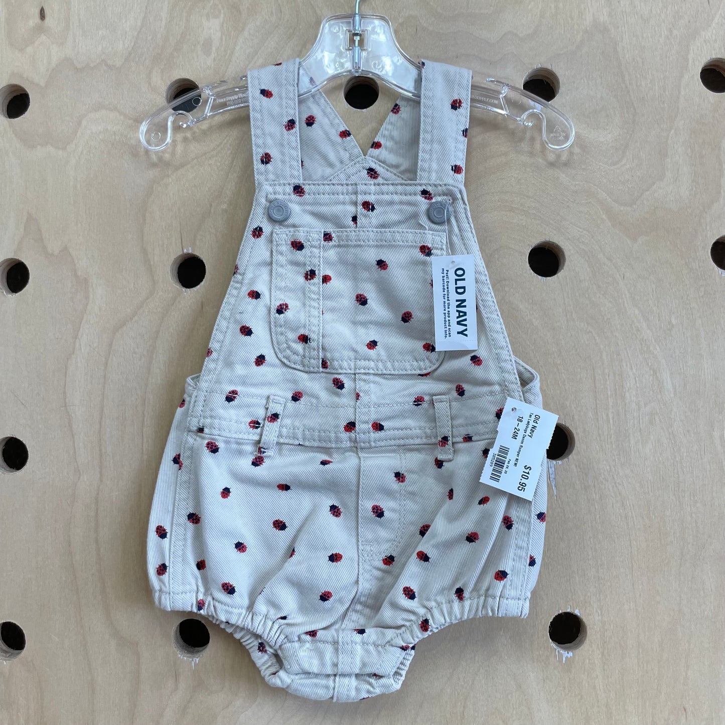 Tan Ladybugs Denim Romper NEW!