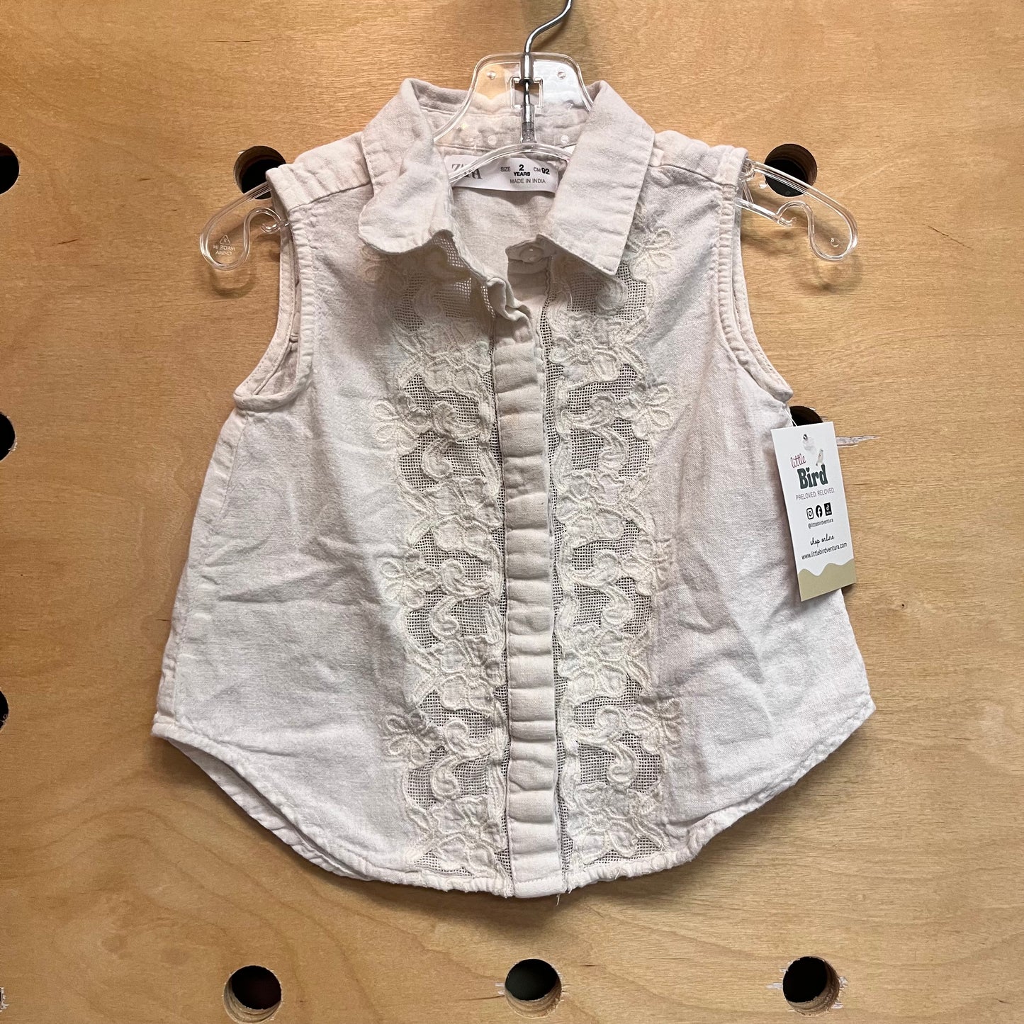Cream Linen Blend Button Up Tank