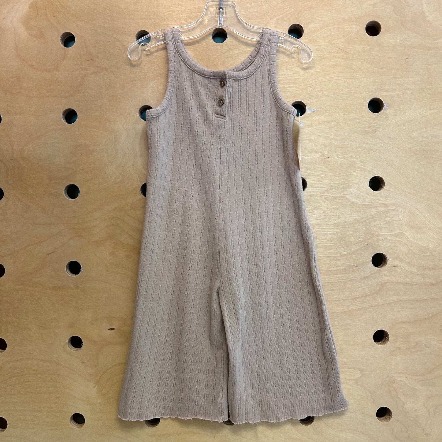Tan Pointelle Wide Leg Romper