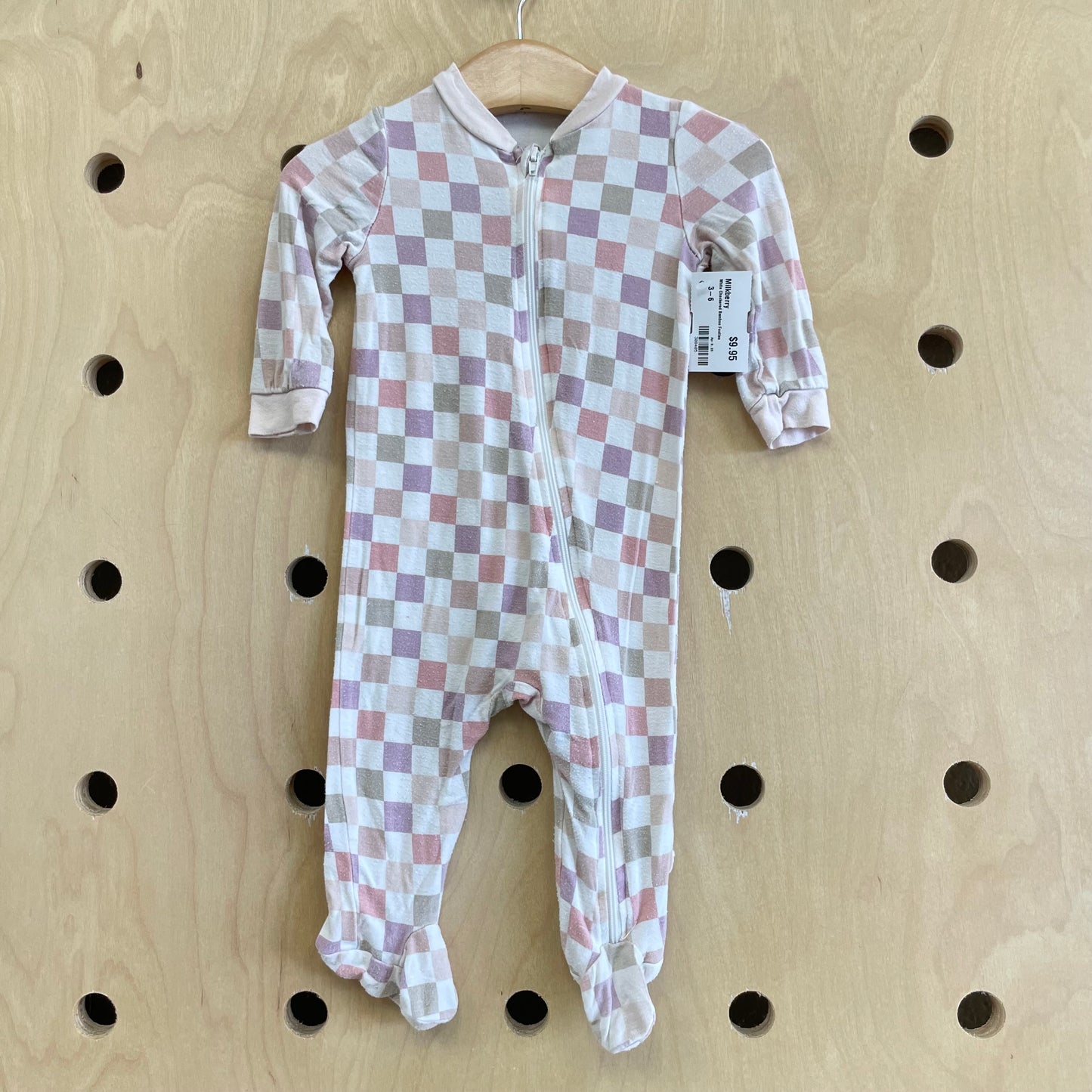 White Checkered Bamboo Footies
