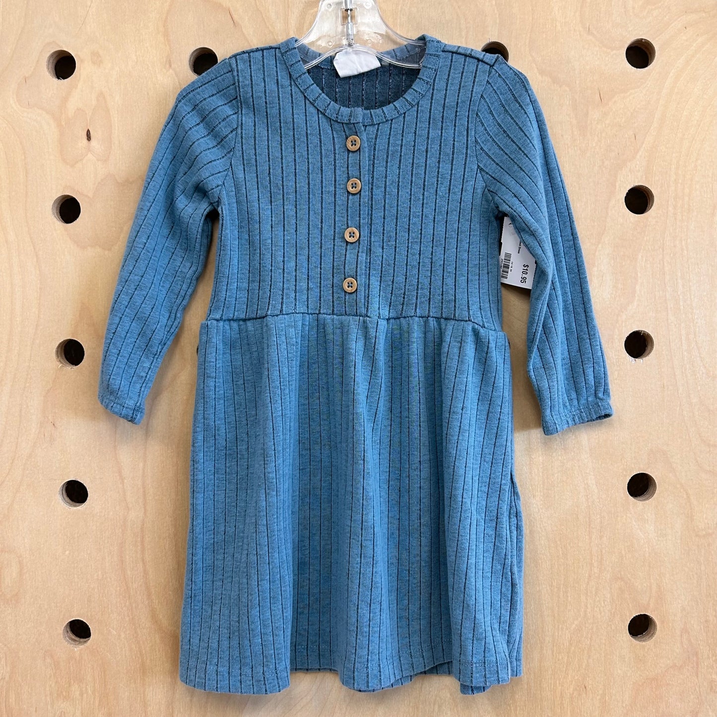 Blue Wide Ribbed Dress