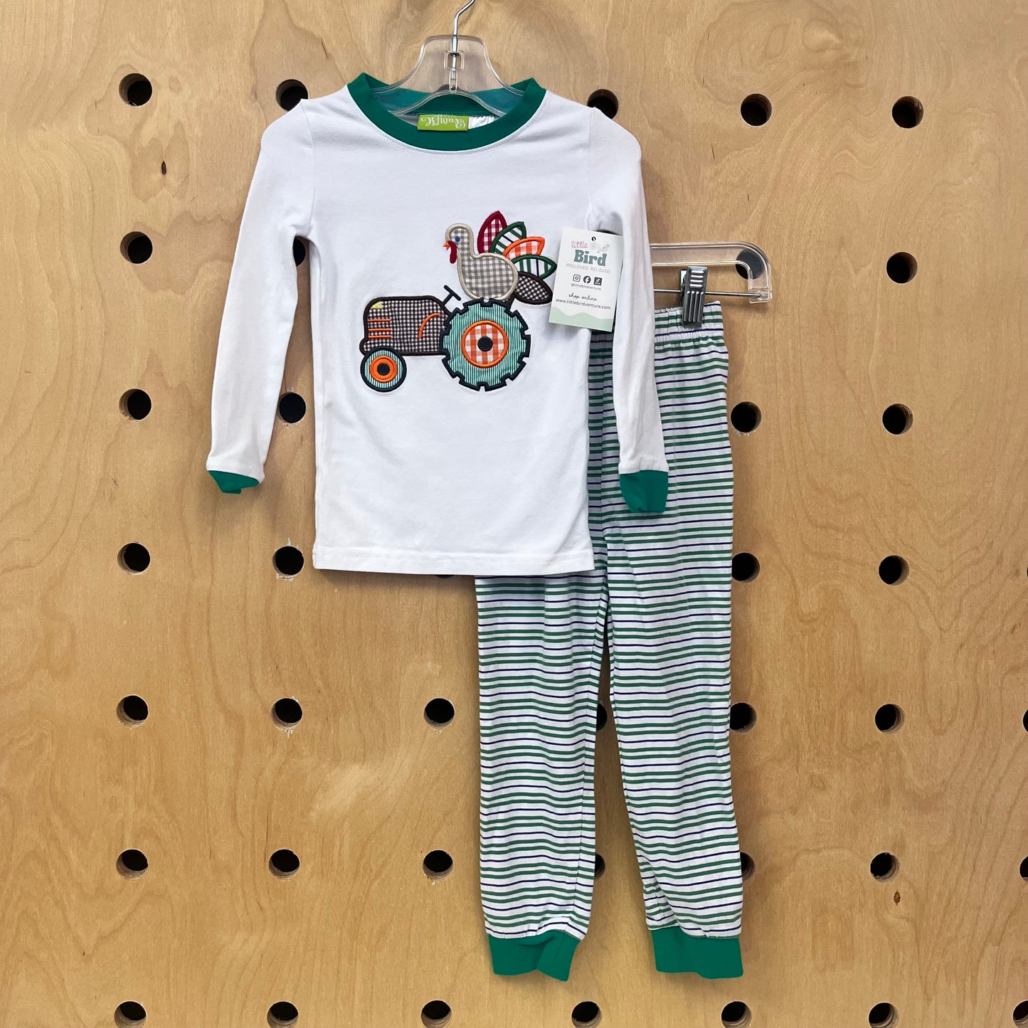Green & White Tractor Turkey Pajamas
