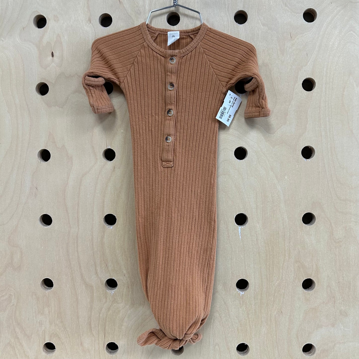 Organic Tan Ribbed Knotted Gown