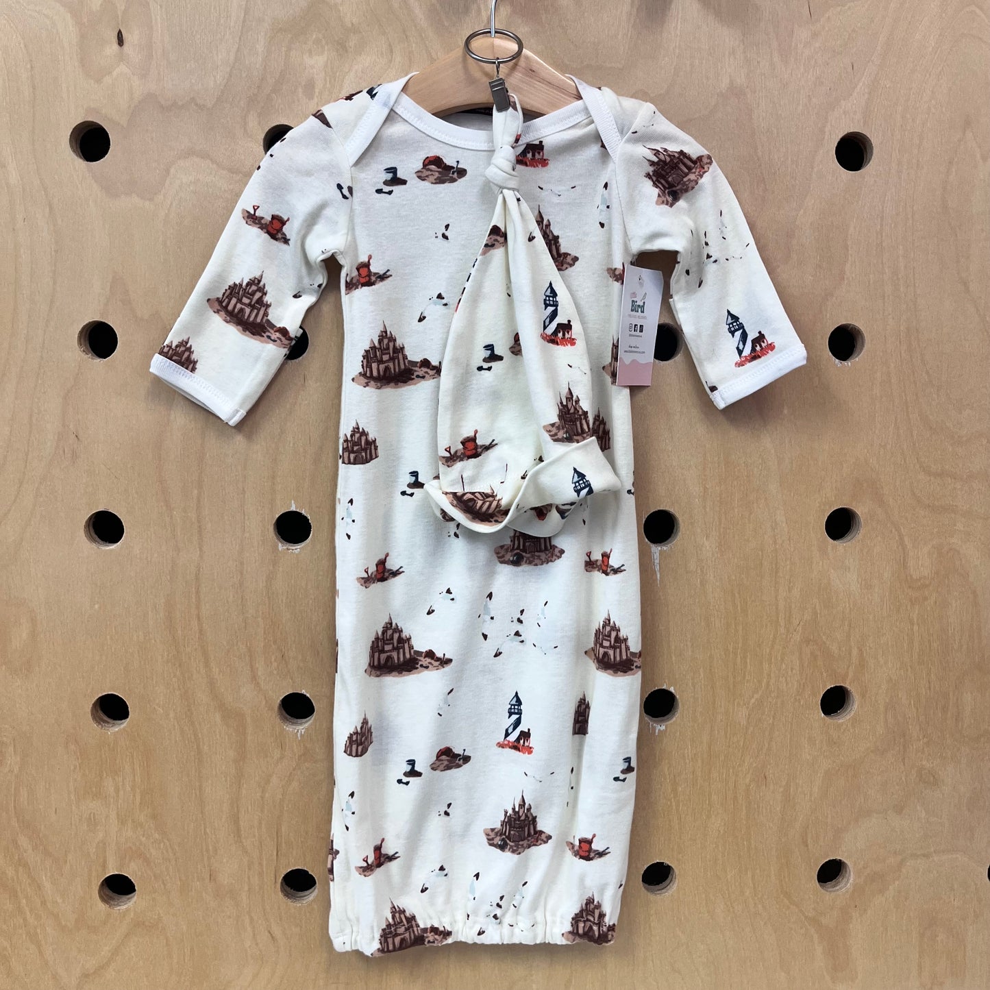 Cream Coastal Halloween Gown + Hat