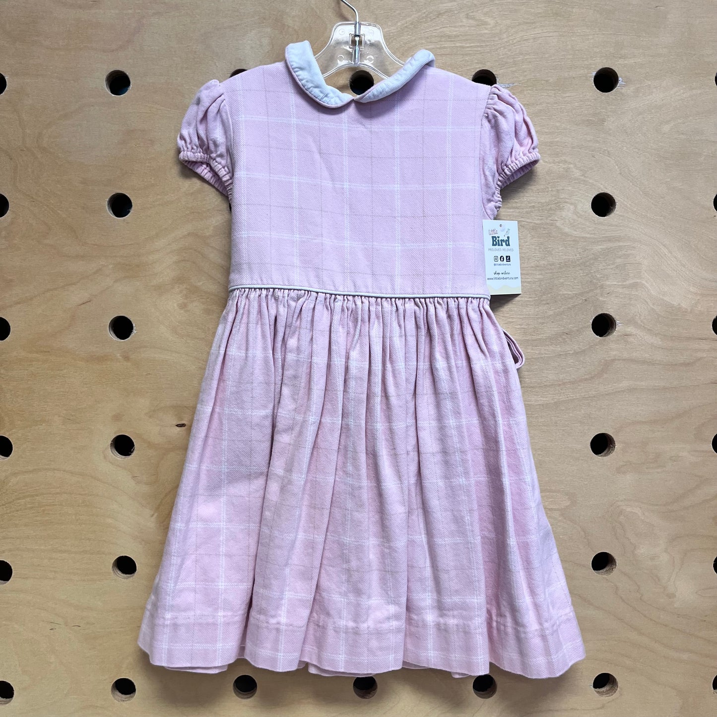 Pink/White Plaid Collared Dress