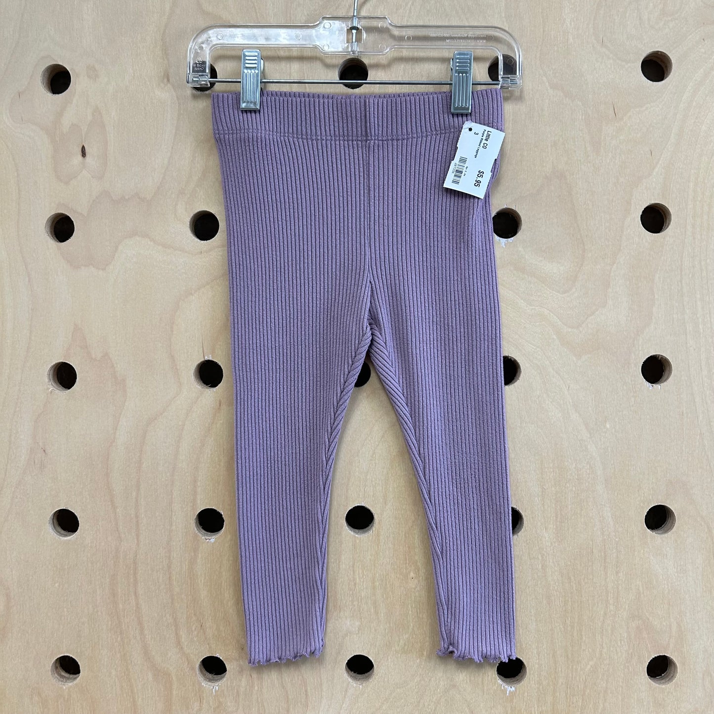Purple Ribbed Leggings
