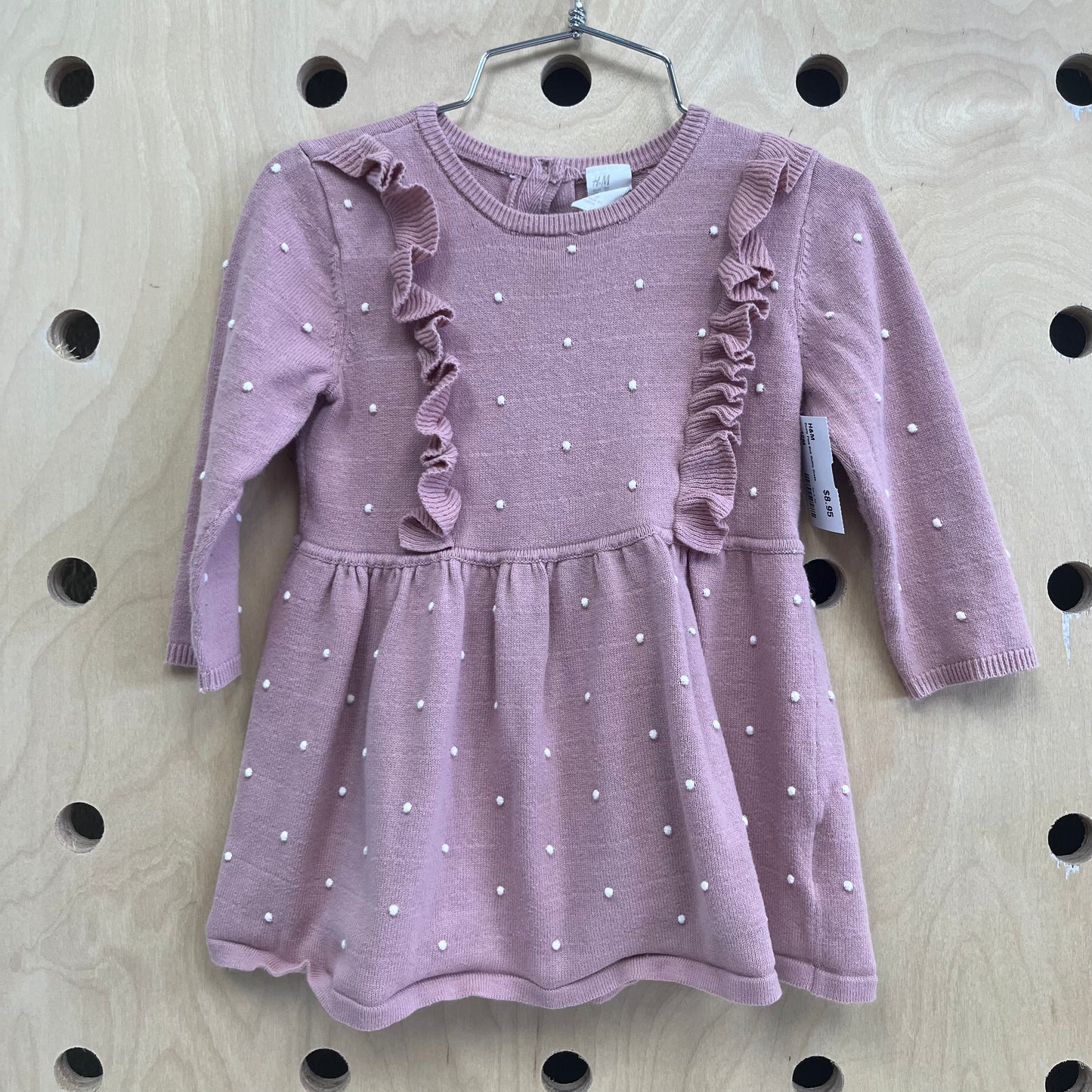 Dusty Pink Knit Ruffle Dress