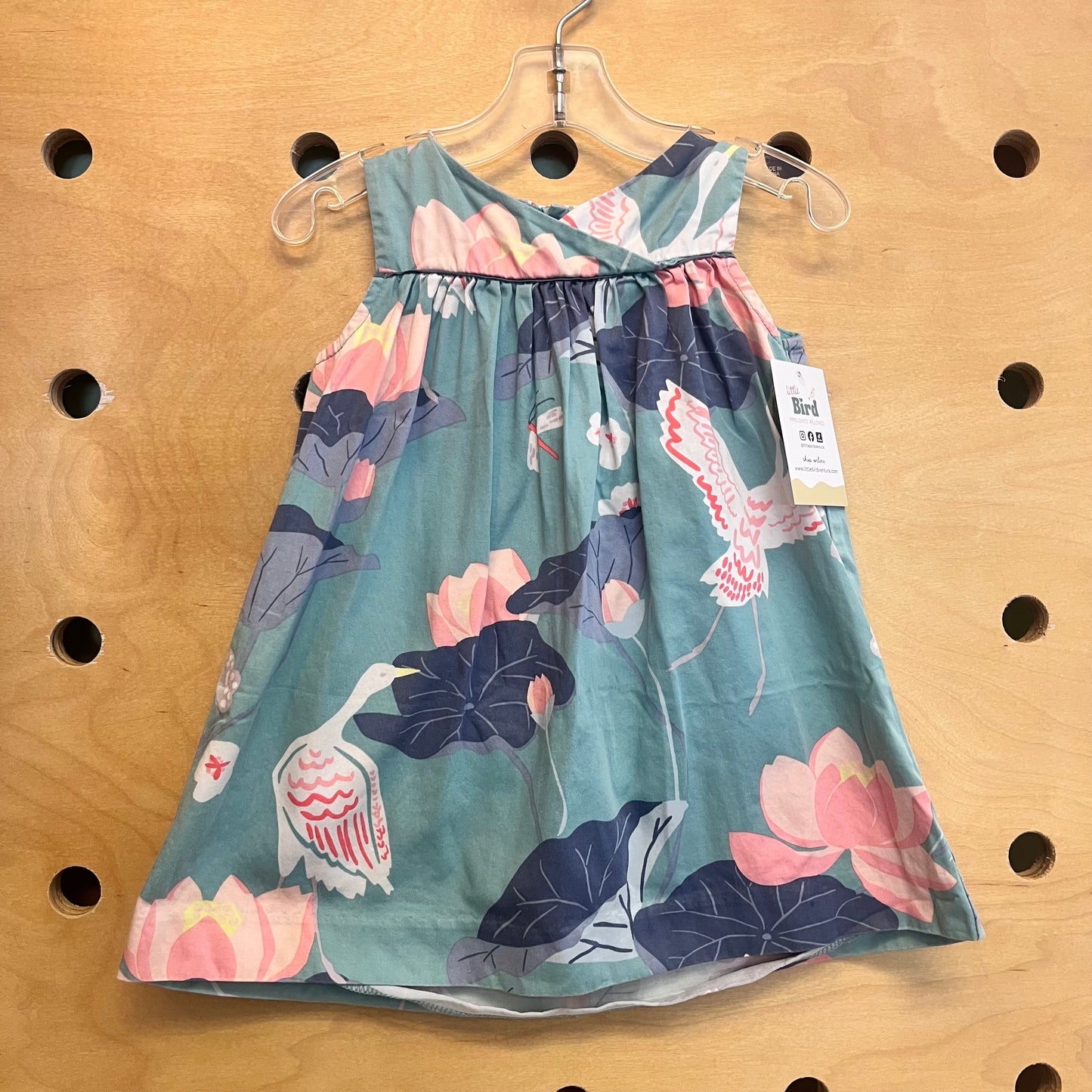 Teal Floral Birds Dress