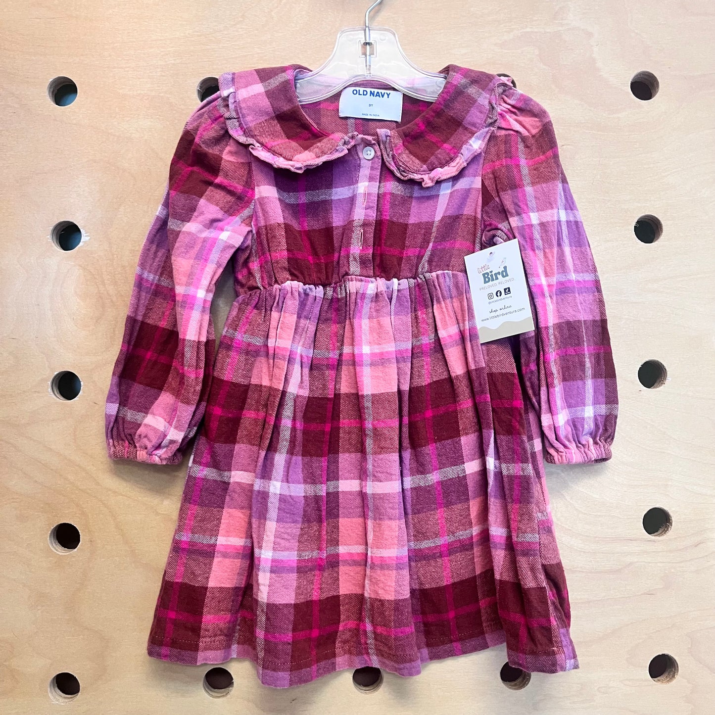 Pink Plaid Flannel Dress