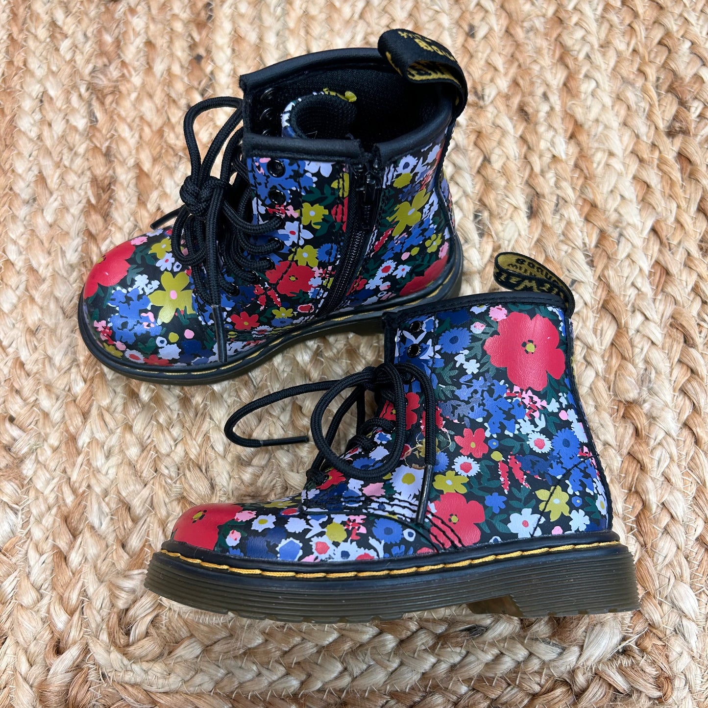 Floral Print Leather 1460 Boots