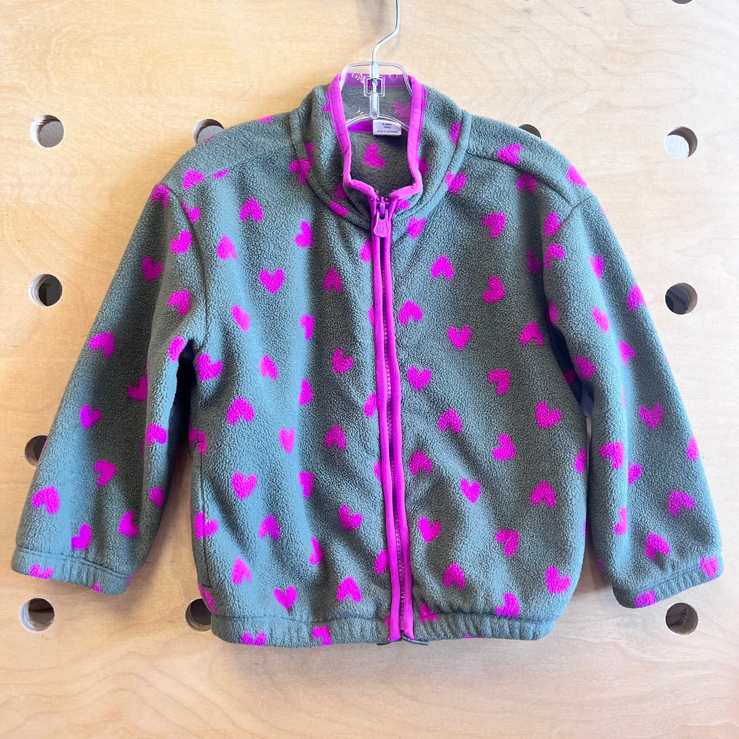 Green/Fuschia Hearts Fleece Jacket