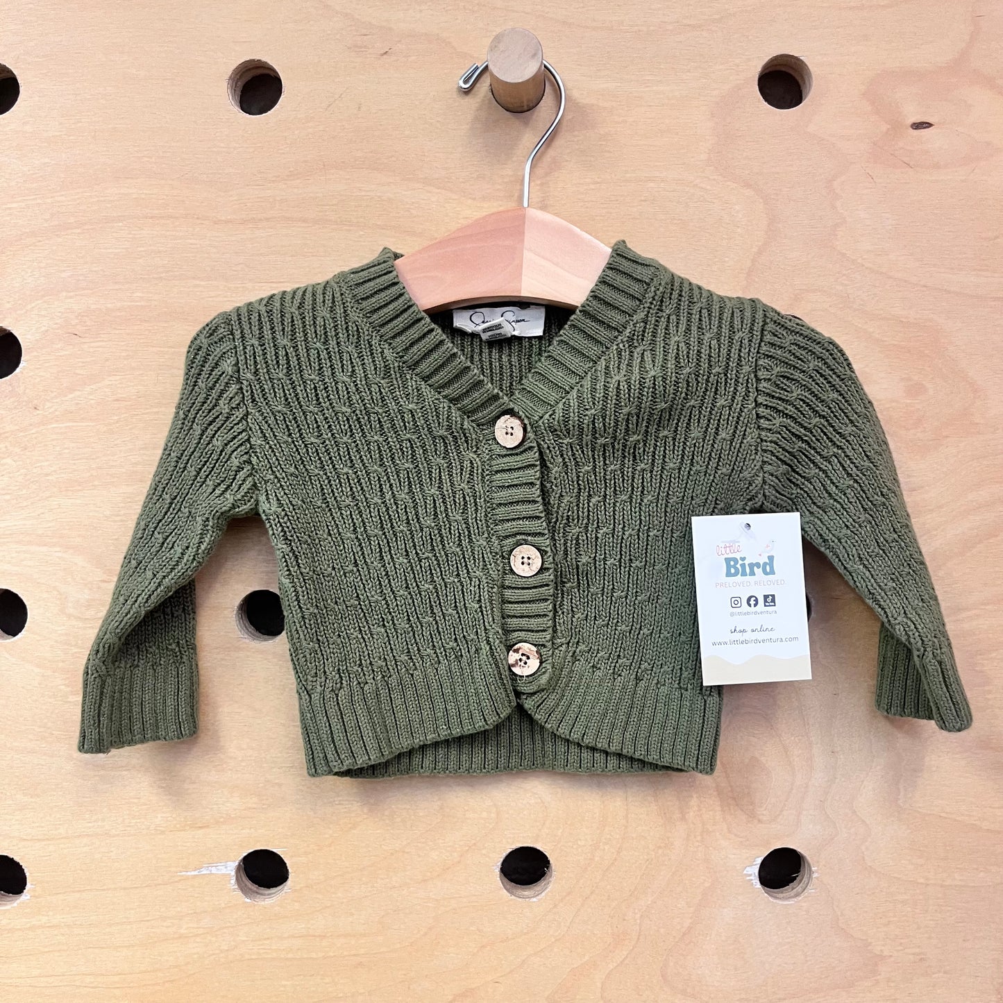 Green V-Neck Cardigan
