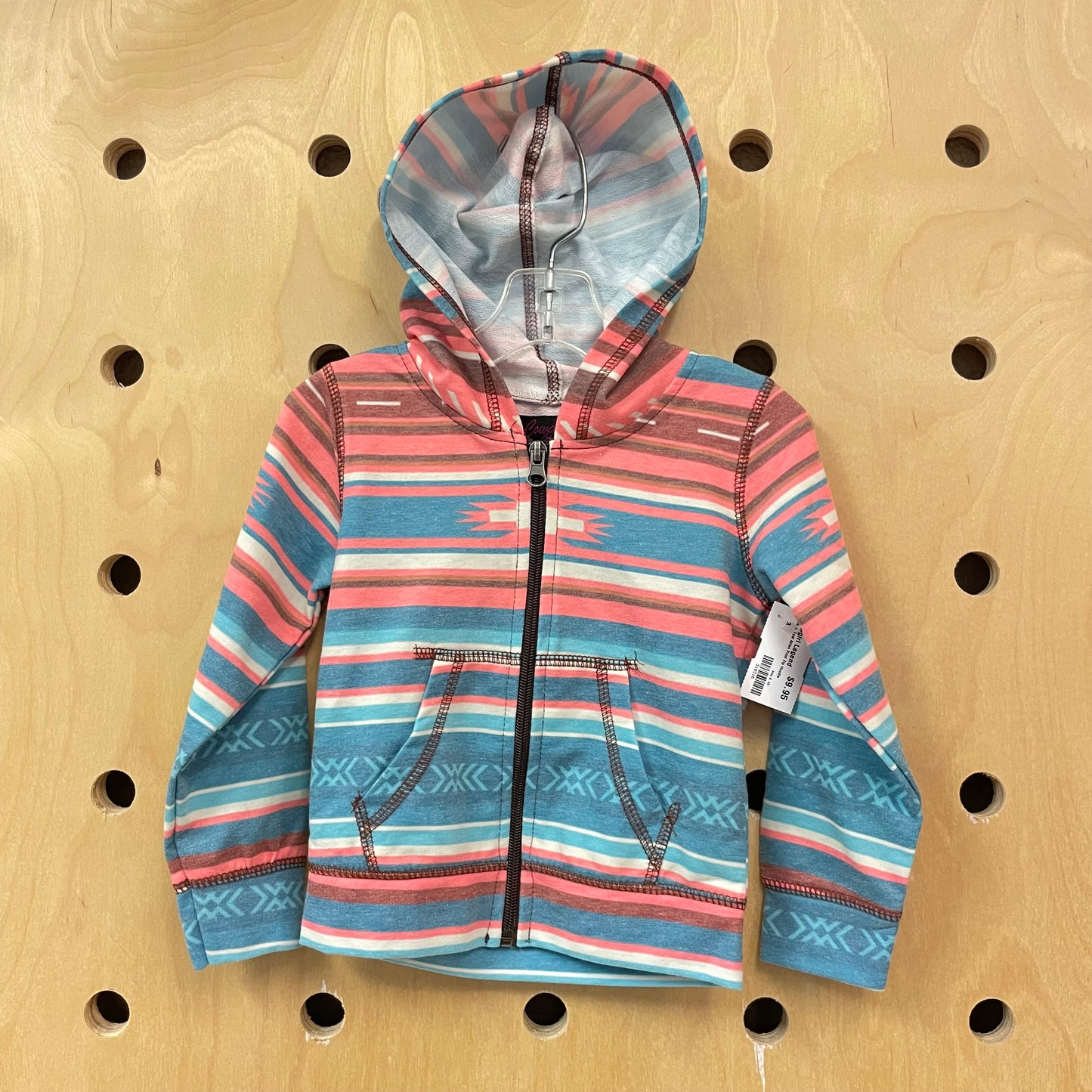 Pink + Teal Aztec Print Zip Hoodie