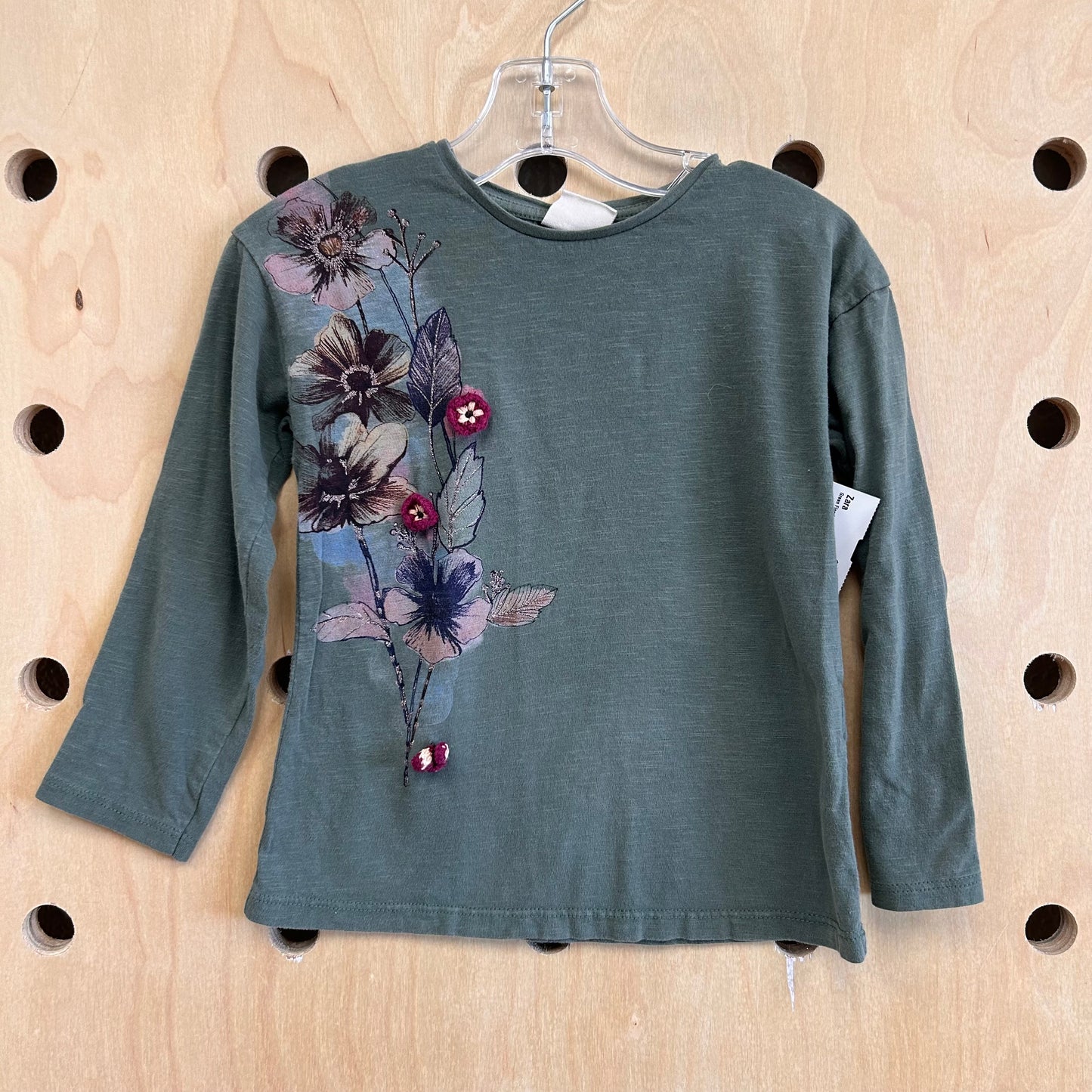 Green Floral LS Tee