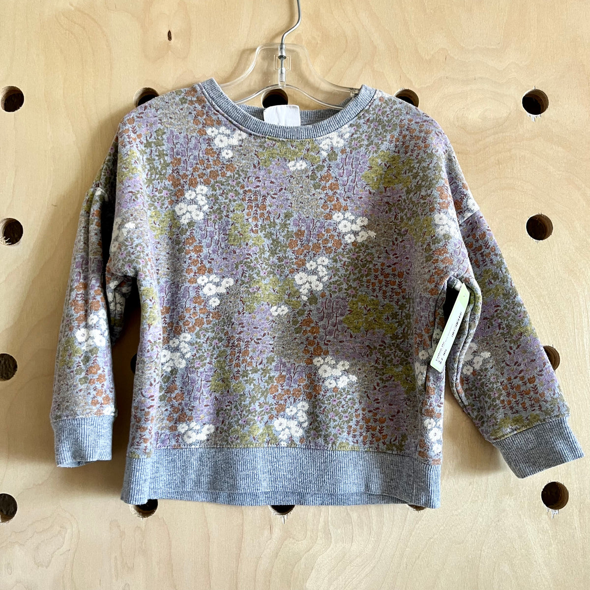 Grey Floral Crew Neck Sweatshirt