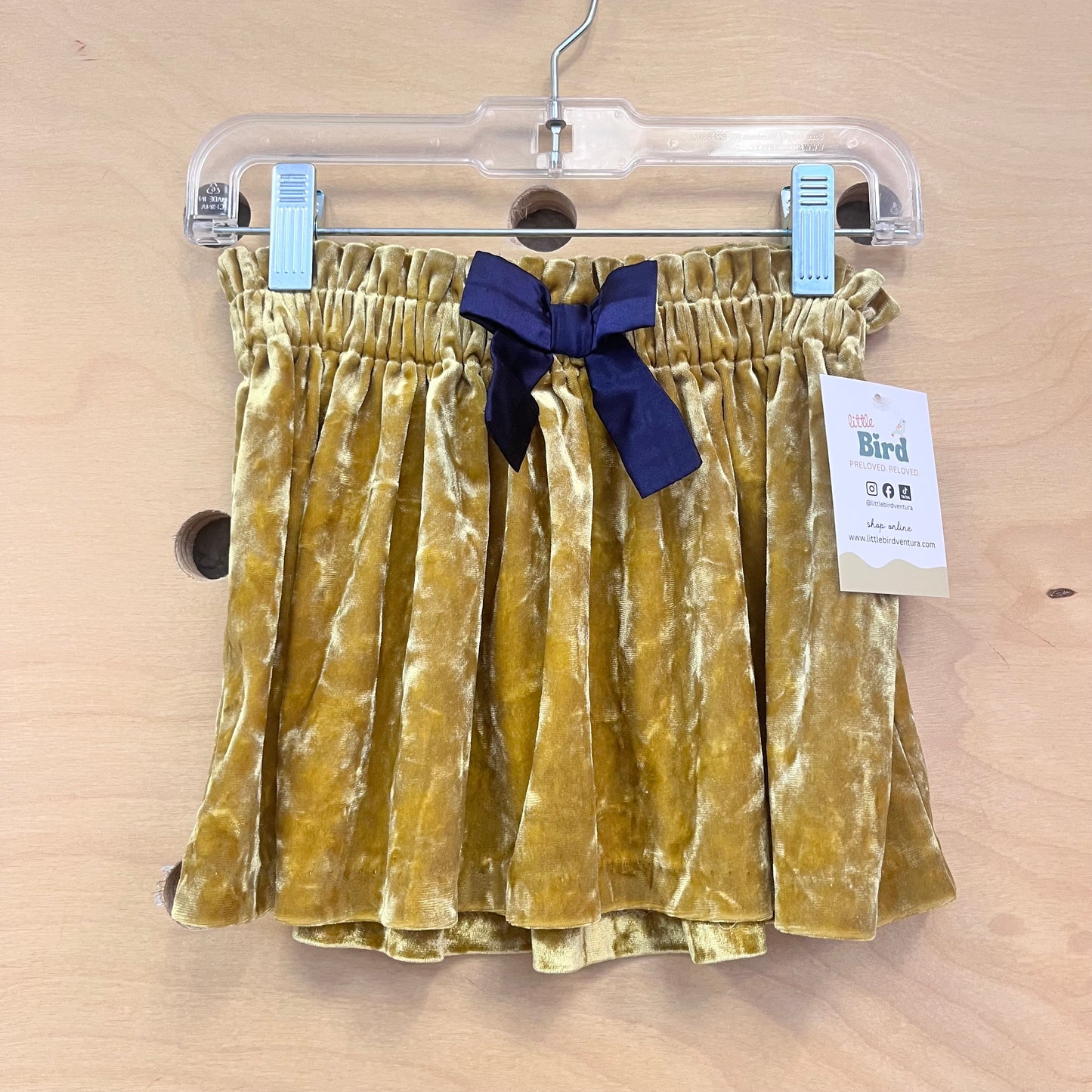 Mustard Velour/Silk Bow Skirt