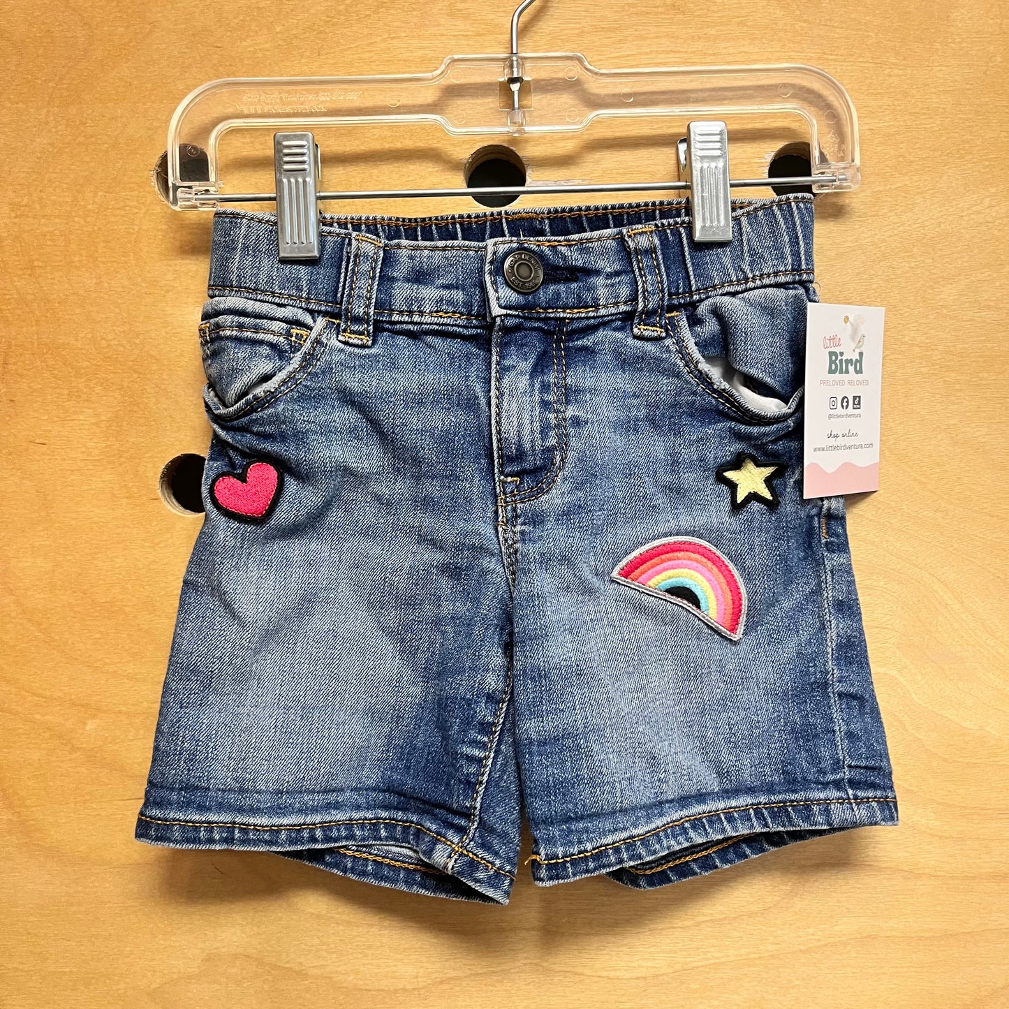 Denim Rainbow/Heart Patch Shorts