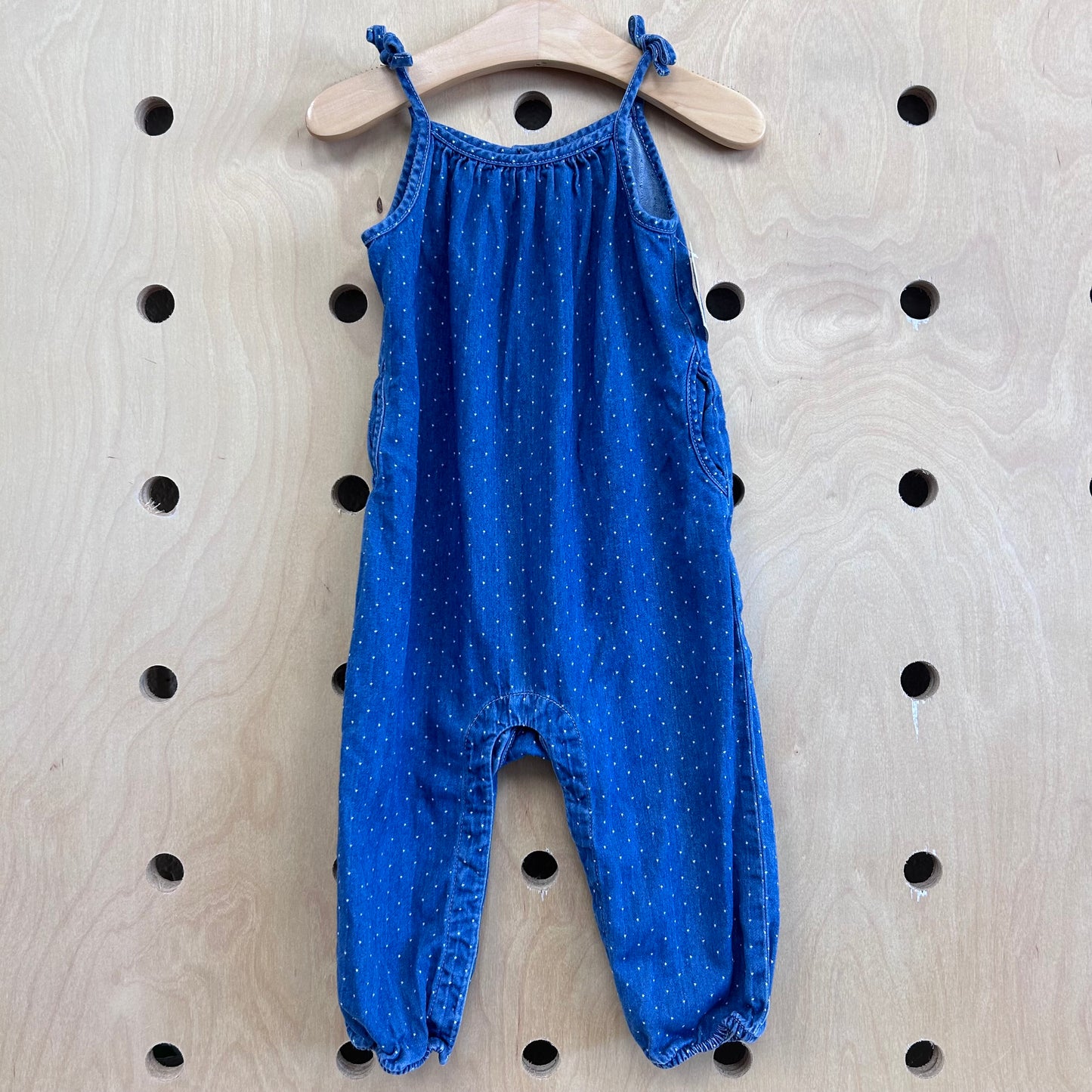 Polka Dot Chambray Romper