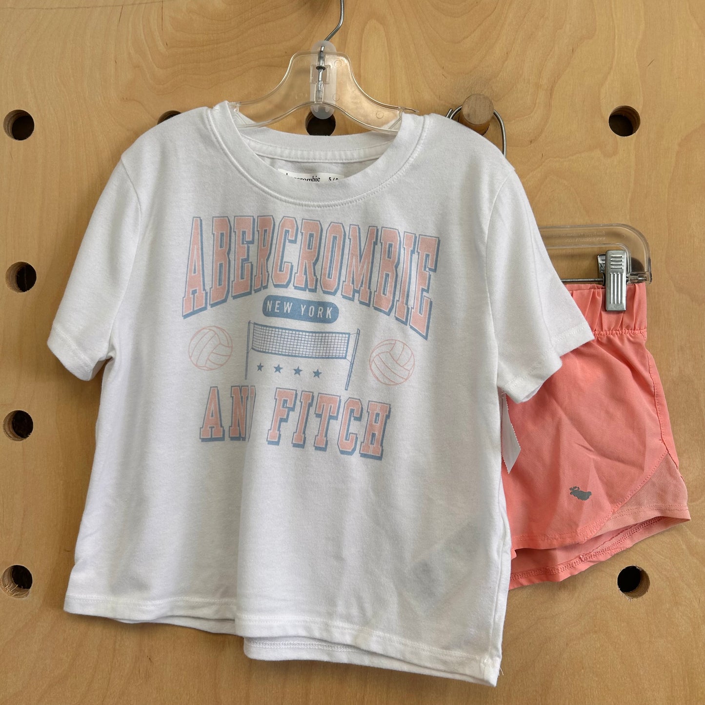 White & Pink Active Top & Shorts