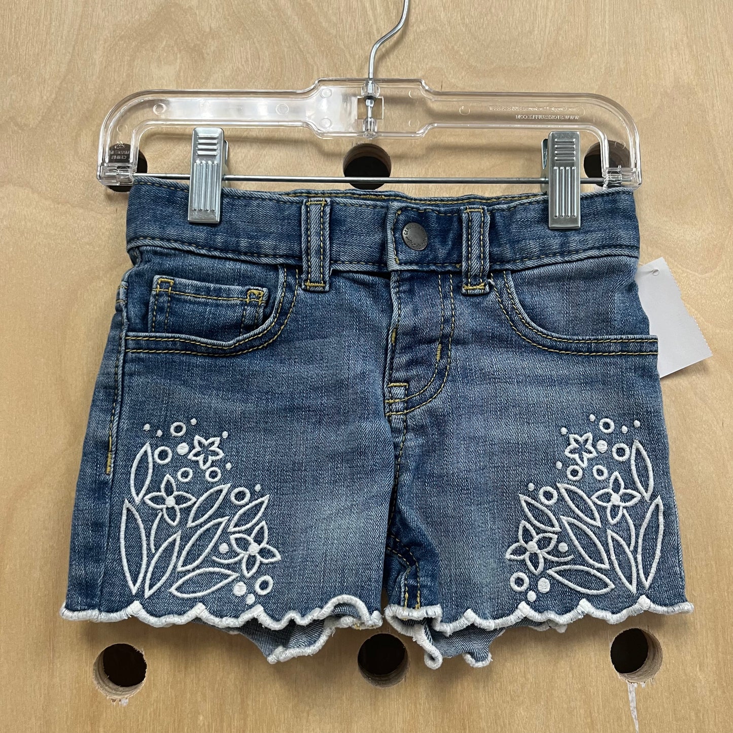 Embroidered Floral Denim Shorts
